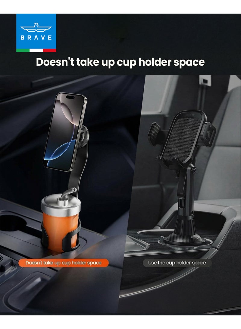 Brave Car Cup Holder Phone Mount with MagSafe Magnetic Mount, Adjustable 360° Gooseneck Arm – Universal Expandable Cup Holder Base Mobile Holder for Cars, SUV, Sedan & Trucks – Strong Grip Stable Base – Compatible with iPhone 17 / 17 Pro / 17 Pro Max / iPhone Air / 16 / 15 / 14 / 13 / 12 Series, Samsung Galaxy S25 / S24 / S23 / S22 Ultra, Android Devices & MagSafe Cases – Black - Image 3